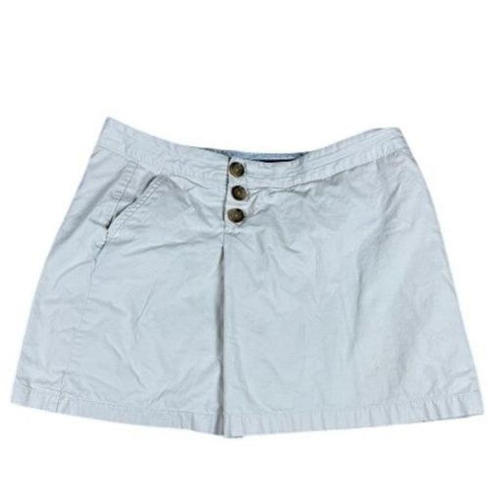 Lands End Skort Women's 16 Beige Cotton Twill  Pleated Front Chino Skirt